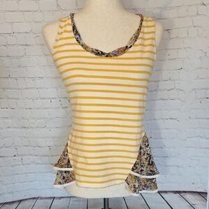 ✨ Anthropologie Postmark Striped & Floral Peplum Tank Size XS ✨